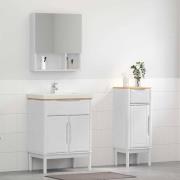 vidaXL Badrumsmöbelset med låda med hylla FLORO 2 pcs Vit Massiv furu