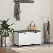 vidaXL Hallbänk med kudde med lagring med dörr Vit 80 x 46 x 46 cm