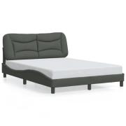 vidaXL Bed Frame without Mattress "Hvar" Dark Grey 140x200 cm Fabric