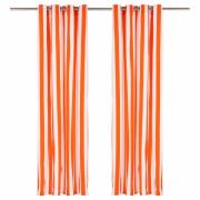 vidaXL Gardinset Randig 2 pcs Orange 140 x 225cm Polyester och Bomull