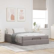 vidaXL Sängram med madrass 2 pcs Taupe tyg