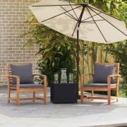 vidaXL Stol 2 pcs Brun och Mörkgrå 65 x 60 x 76,5 cm Massivt teakträ