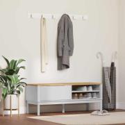 vidaXL Hallbänk med låda FLORO Vit 115 x 40 x 45 cm Massiv furu