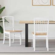 vidaXL Matstolar 2 pcs Vit 50 x 52,5 x 91 cm Massiv Gummiträ