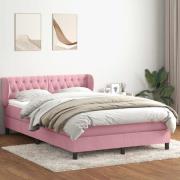 vidaXL Ramsäng med madrass rosa 140x210 cm sammet