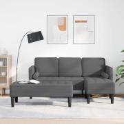 vidaXL Soffset med kudde 2 pcs Mörkgrå Polyester