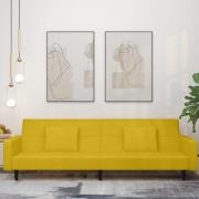 vidaXL Bäddsoffa 2-sits med två kuddar gul sammet