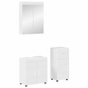 vidaXL Badrumsmöbelset TULUM 3 pcs Högblanka vita 60 x 34 x 63 cm