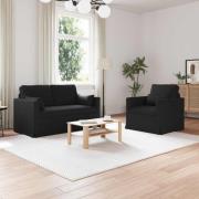 vidaXL Soffa 2 pcs Svart 139 x 78 x 80 cm tyg