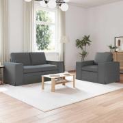 vidaXL Soffset 2 pcs Mörkgrå 182 x 80 x 82 cm tyg