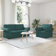 vidaXL Soffa 2 pcs Mörkgrön 175 x 82 x 80 cm tyg