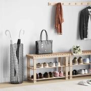 vidaXL 2-i-1 skohylla med bänkskiva massivt granträ