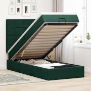 vidaXL Ottoman sängram med madrasser mörkgrön 90x200 cm sammet