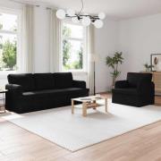 vidaXL Soffset 2 pcs Svart 144 x 80 x 85 cm tyg