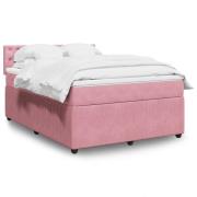 vidaXL Ramsäng med madrass rosa 140x190 cm sammet