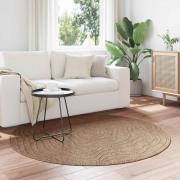 vidaXL Områdesmattor Rund Moiré AGIRA Naturfärg Ø 160 CM Polyester