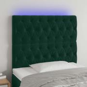 vidaXL Sänggavel LED mörkgrön 90x7x118/128 cm sammet
