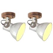 vidaXL Industriell vägglampa/taklampa 2 st silver 20x25 cm E27