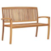 vidaXL Stapelbar trädgårdsbänk 2-sits 120 cm massiv teak