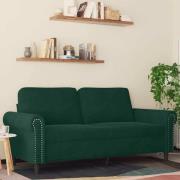 vidaXL Soffa 2-sits mörkgrön 140 cm sammet