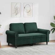 vidaXL Soffa 2-sits mörkgrön 120 cm sammet