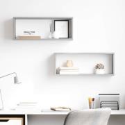 vidaXL Vägghylla kubformad 2 st betonggrå 60x15x23 cm konstruerat trä