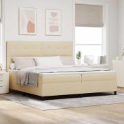 vidaXL Bäddfjäder med madrass med huvudgavel Kräm 200 x 200 cm tyg