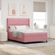 vidaXL Bäddfjäder med madrass med huvudgavel Rosa 140 x 190 cm Sammet