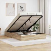 vidaXL Ottoman Sängram Sonoma-ek 193 x 135 x 25 cm Konstruerat trä