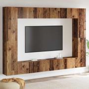 vidaXL TV-bänkset Väggmonterad 8 pcs Gammalt trä Konstruerat trä