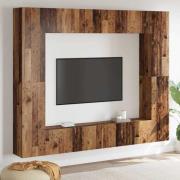 vidaXL TV-bänkset Väggmonterad 8 pcs Brun Konstruerat trä