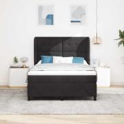 vidaXL Bäddfjäder med madrass med huvudgavel Svart 200 x 140 cm Sammet