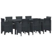 vidaXL Trädgårdsmöbelset 9 pcs Antracit Polypropylen