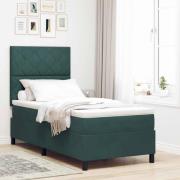 vidaXL Bäddfjäder med madrass Mörkgrön 90 x 200 cm Sammet