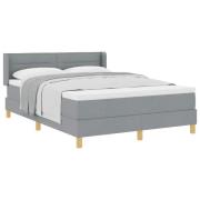 vidaXL Bäddfjäder med madrass med huvudgavel Ljusgrå 200 x 160 cm tyg