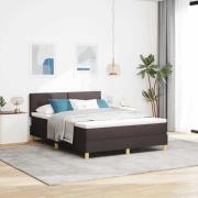 vidaXL LED Box Säng med kudde med huvudgavel Mörkbrun 140 x 200 cm tyg