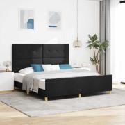 vidaXL Sängram med huvudgavel Svart 180 x 200 cm tyg