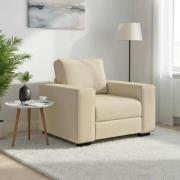 vidaXL Soffstol gräddvit 60 cm tyg