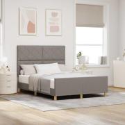 vidaXL Sängram med huvudgavel Taupe 160 x 200 cm tyg