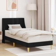 vidaXL Sängram Enfärgad med huvudgavel Svart 90 x 200 cm tyg