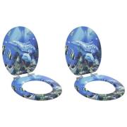 vidaXL Toalettstol 2 pcs Blå 44 x 38 cm MDF-board