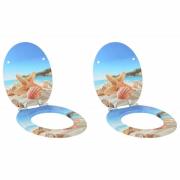 vidaXL Mjukt stängande toalettlock 2 pcs Hav Muschel 44 x 38 cm