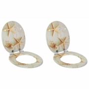 vidaXL Mjukt stängande toalettlock 2 pcs Gul och Vit 44 x 38 cm