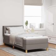 vidaXL Bäddfjäder med madrass med huvudgavel Taupe 200 x 90 cm tyg