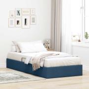 vidaXL Förvaringssäng med huvudgavel med lagring Blå 90 x 200 cm tyg