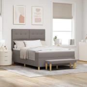vidaXL Bäddfjäder med huvudgavel Taupe 190 x 140 cm tyg