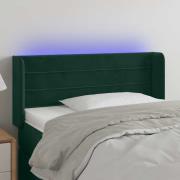 vidaXL Sänggavel LED mörkgrön 103x16x78/88 cm sammet