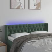 vidaXL Sänggavel LED mörkgrön 163x16x78/88 cm sammet