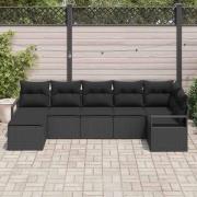 vidaXL Soffset med kudde med lagring 7 pcs Svart konstrotting