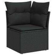 vidaXL Trädgårdsoffset med kudde med lagring 9 pcs Svart Poly rattan